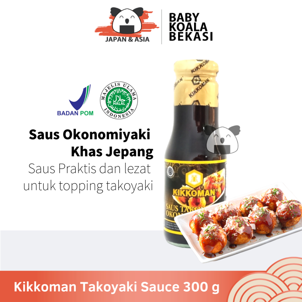 

KIKKOMAN Takoyaki sauce 300 g Halal | Saus Topping Takoyaki & Okonomiyaki. - Bekasi