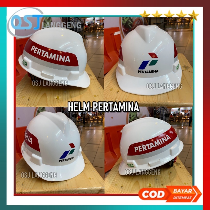 Helm Safety PERTAMINA MSA V-GARD Original Fastrack - Helm Safety Logo Pertamina