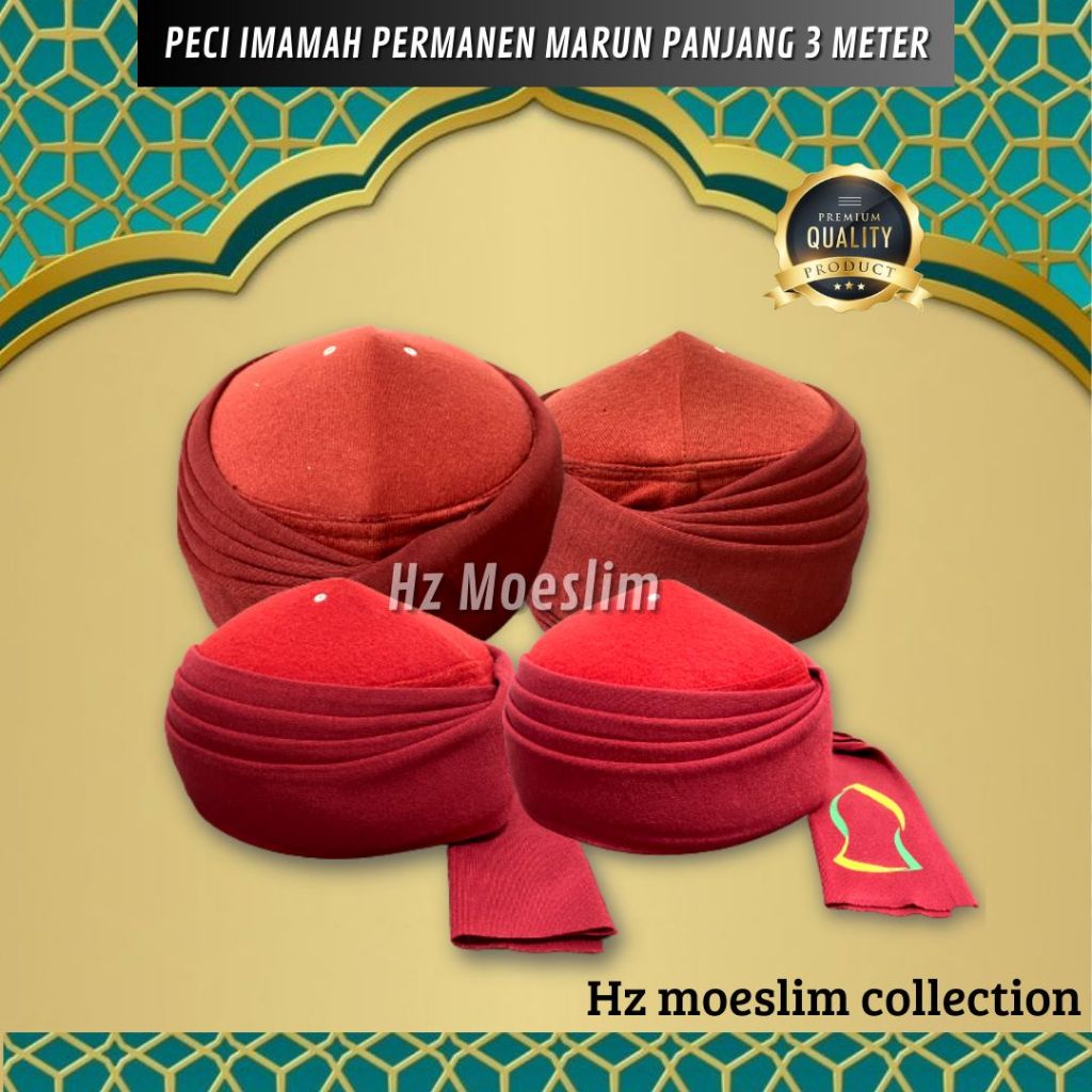 Peci Imamah Permanen 3 Lipat Sorban Imamah Permanen Anak Dan Dewasa