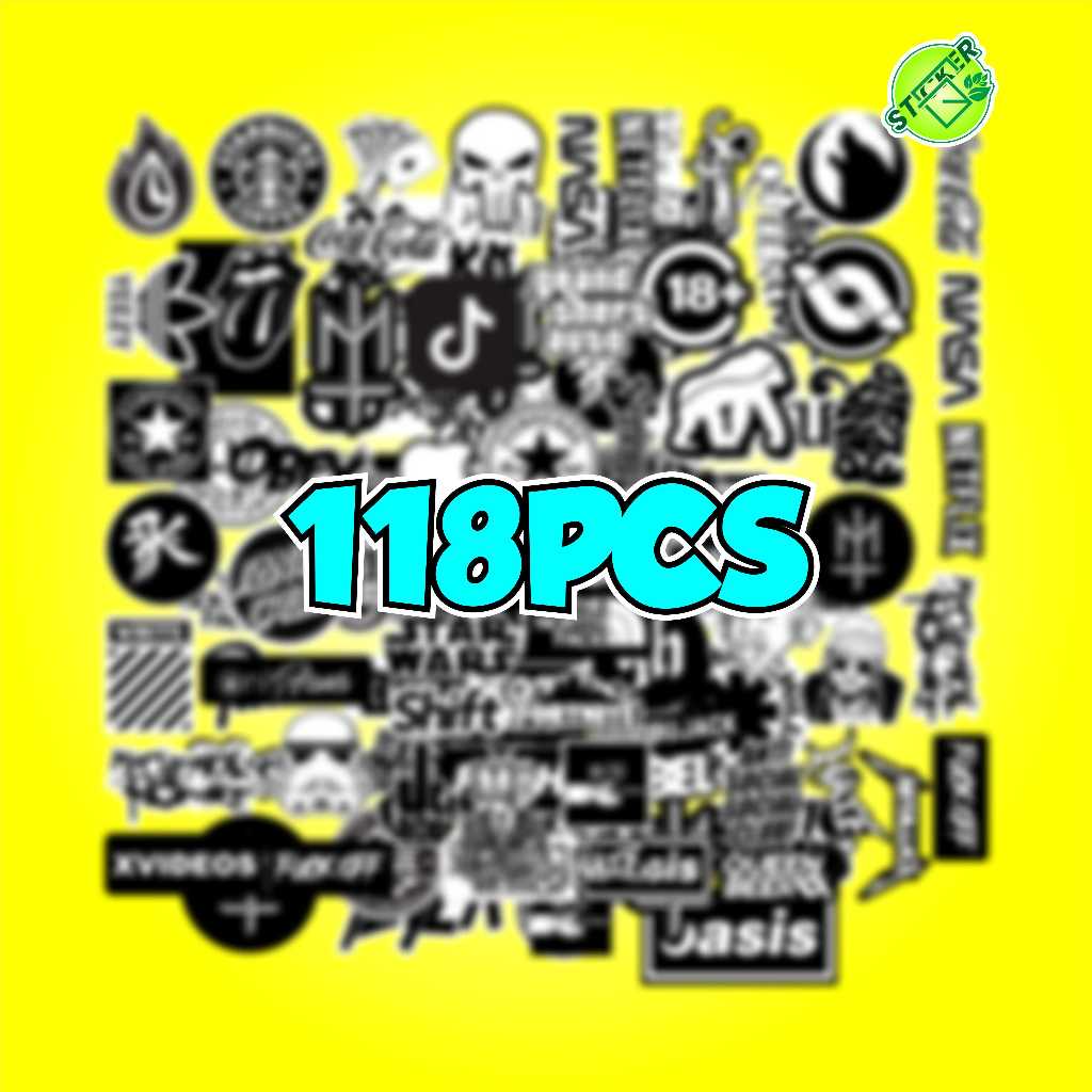

Sticker Kombinasi 118PCS STIKER PACK SPECIAL BLACK WHITE ISI 118PCS VIRAL UNTUK HP LAPTOP HELM TUMBLER