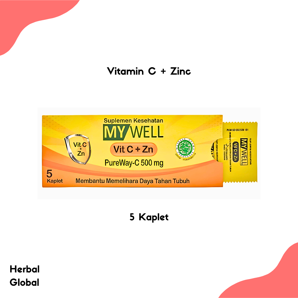 Vitamin C + Zinc MYWELL PureWay-C 500 mg isi 5 Kaplet
