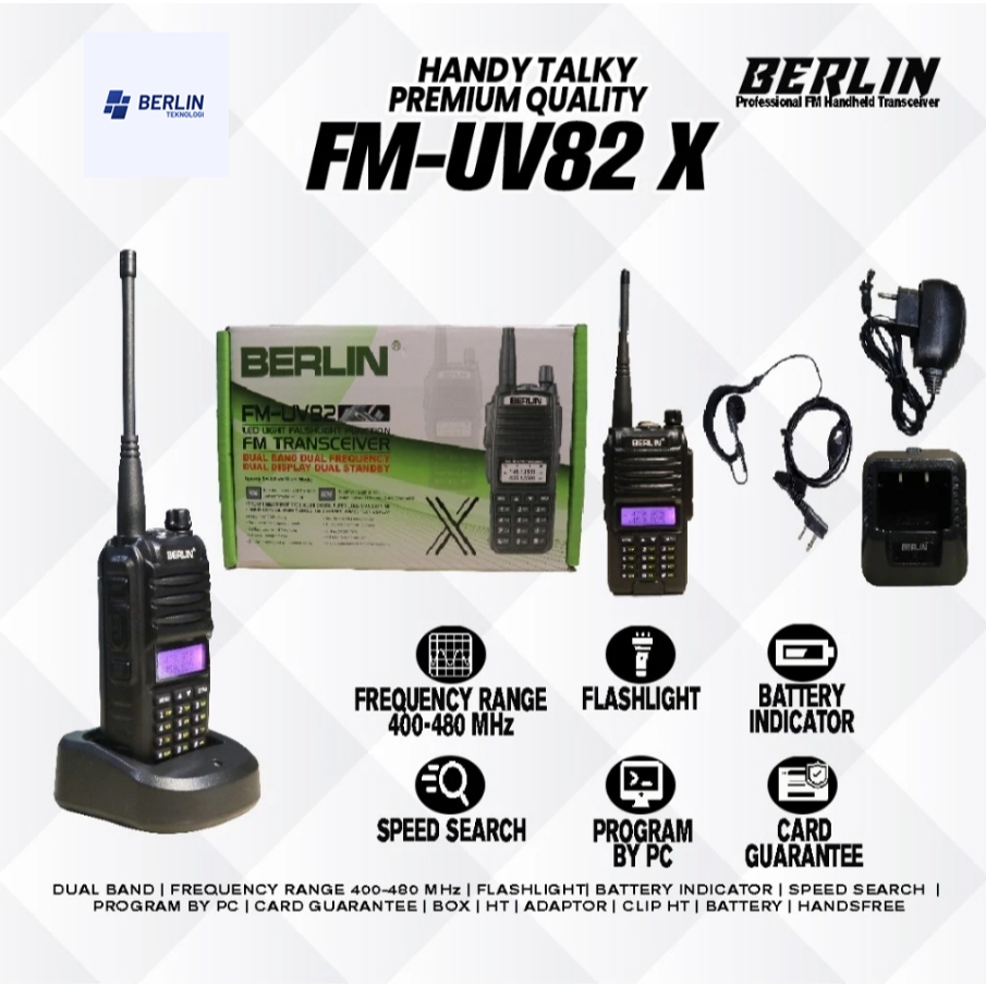 BERLIN Teknologi Handie Talkie HT Berlin FM UV82 X Original | Walkie Talkie