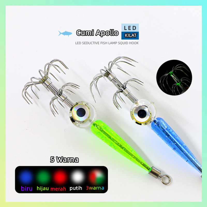 (Flash sale)7.5CM Umpan mata Cumi lampu LED RGB memancing cumi-cumi eging