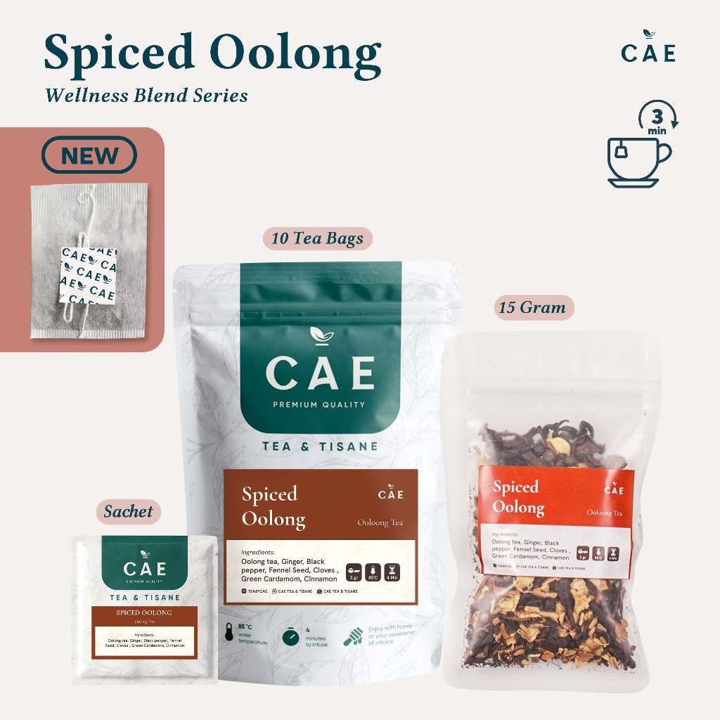 

SPICED OOLONG | Herbal Tea Blend Oolong Tea Ginger Black Pepper Fennel Seed Cloves Green Cardamom Cinnamon Premium 15 Gram