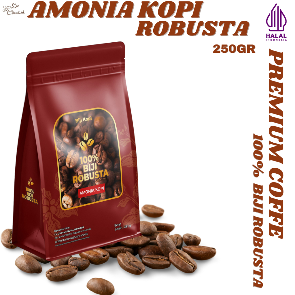 

AMONIA KOPI - Biji Kopi Robusta Asli Lampung Organik ,Tumbuh Subur, Rasa Alami, Sehat 250gr (Roasted bean)