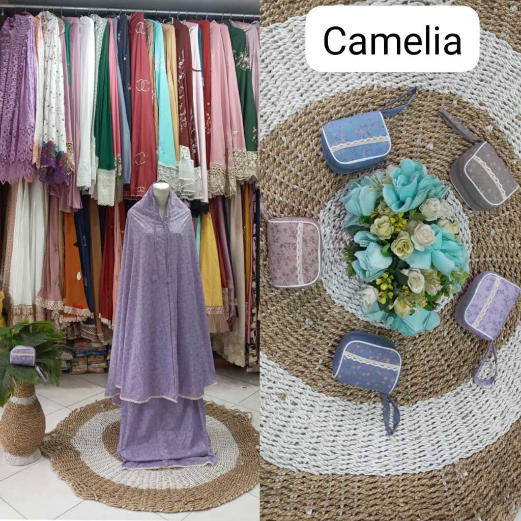 Mukena Travel Camelia Parasut Korea Premium Super Jumbo - Mukena Dewasa Grosir