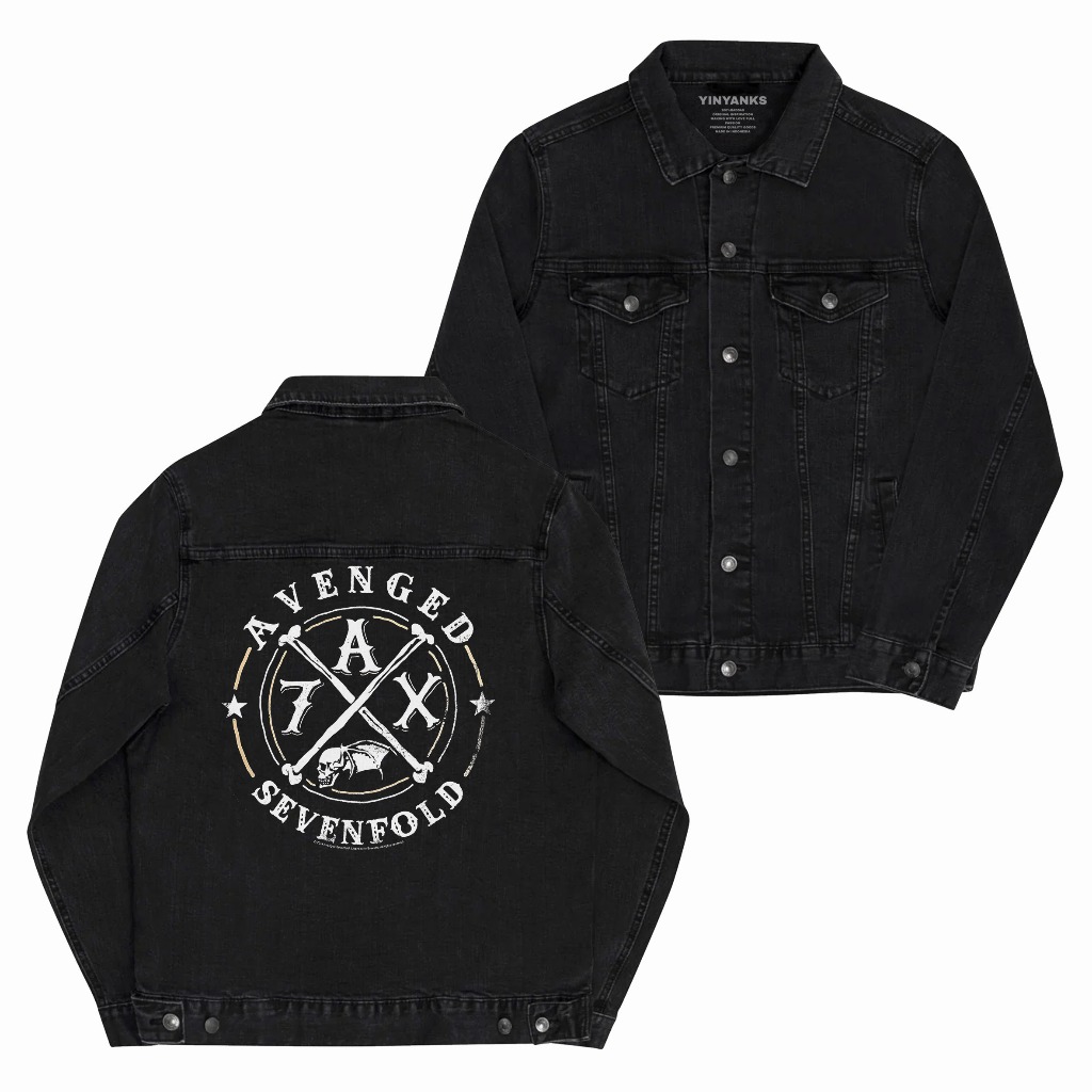 Yinyanks Black Jacket Denim Avenged 7AX Jacket Jeans Hitam