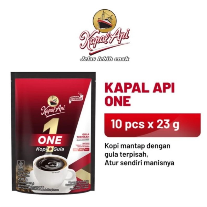 

kopi kapal api one gula terpisah (10pcs x 23gr)