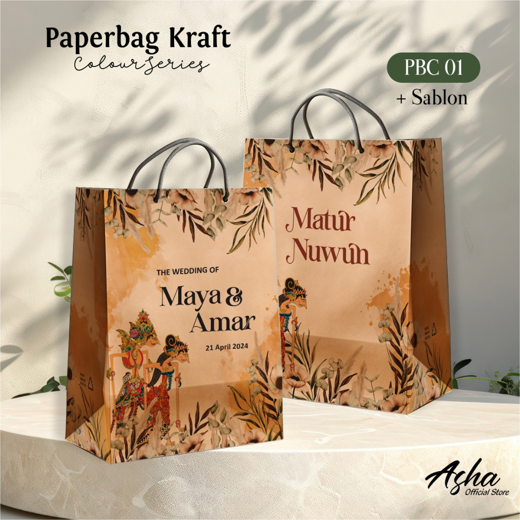 

PAPER BAG SABLON MOTIF READY STOCK - TAS SOUVENIR PERNIKAHAN BAHAN KRAFT MURAH PBC 01