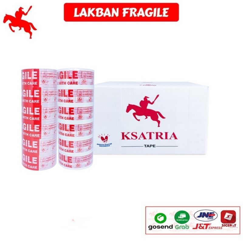 

Lakban Fragile KSATRIA Tape 45mm x 80 Yard Merah - 1 Dus
