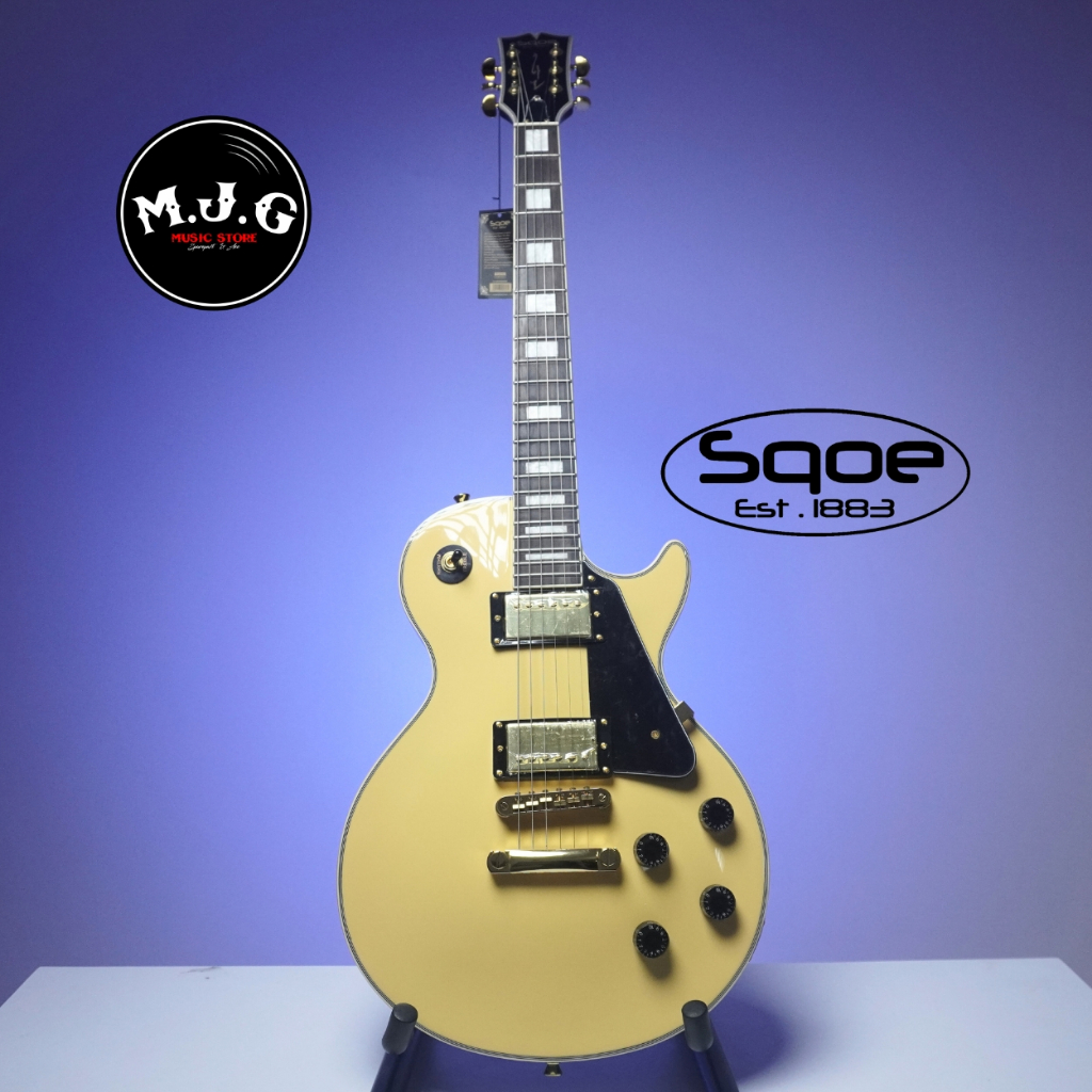 gitar elektrik sqoe SELP300 Les Paul LP series Vintage white with gold hardware