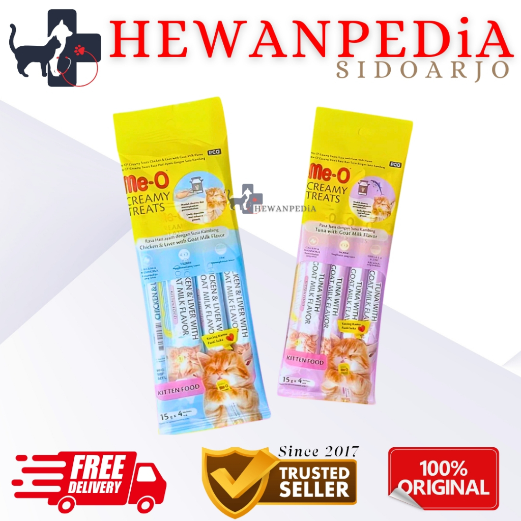 MEO CREAMY TREATS KITTEN BABY SATUAN hewanpedia - Pakan Basah Anak Kucing Induk Makanan