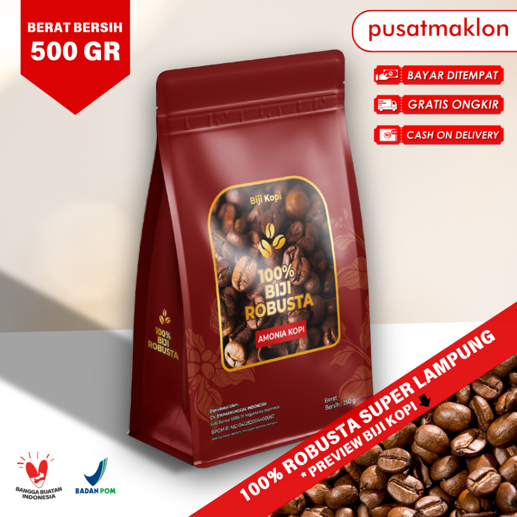 

Amonia Kopi Bean Roasted Lampung Super 500 Gr
