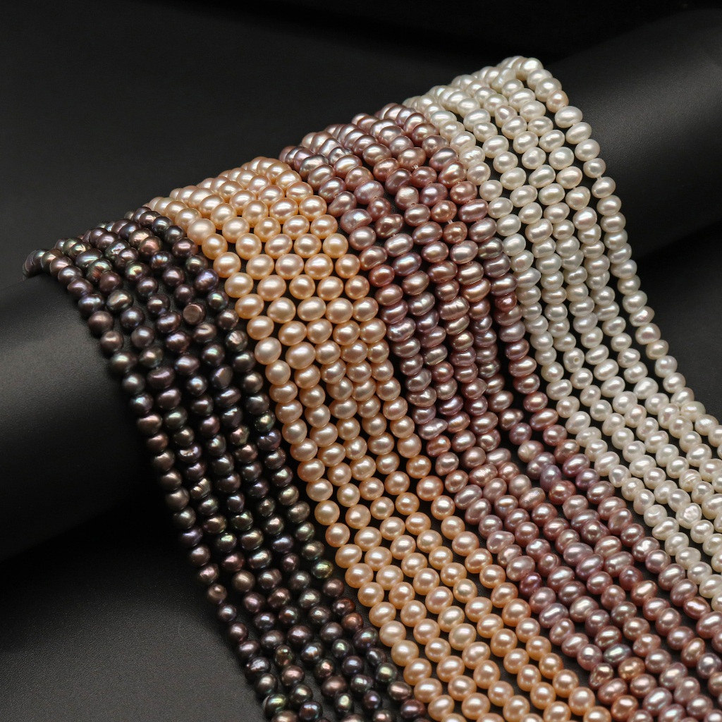 MUTIARA AIR TAWAR UNTAI ASLI UKURAN 4 mm POTATO | MANIK MUTIARA AIR TAWAR 4 - 4.5 mm | MANIK MUTIARA