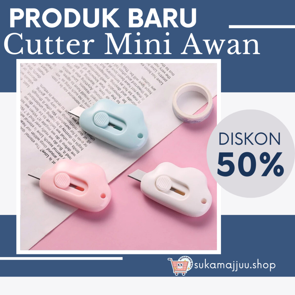 

MINI CUTTER LUCU BENTUK AWAN PISAU||Cutter Mini Karakter Awan Cloud Shape / Pisau Pemotong Kertas