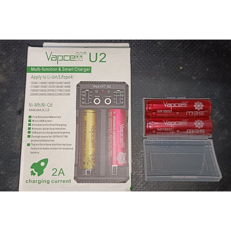 Baterai Vapcell 3500mah 18650 dan Charger 2 slot