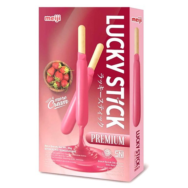 

Meiji Lucky Stick Biskuit Strawberry Stik Premium 35gr