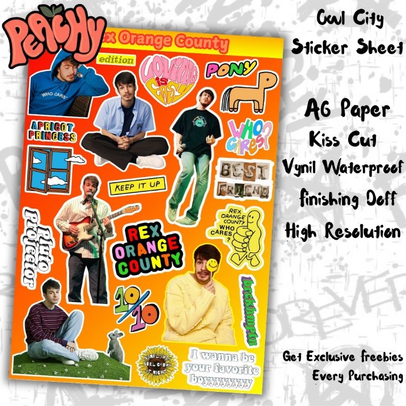 

Rex Orange County Sticker Pack | Sticker Vynil | sticker Waterproof | sticker sheet | sticker band | sticker tumbler | stiker anti air | sticker music | sticker HP laptop | sticker murah | sticker kpop | stiker Aesthetic | kiss cut | sticker A6 | metal