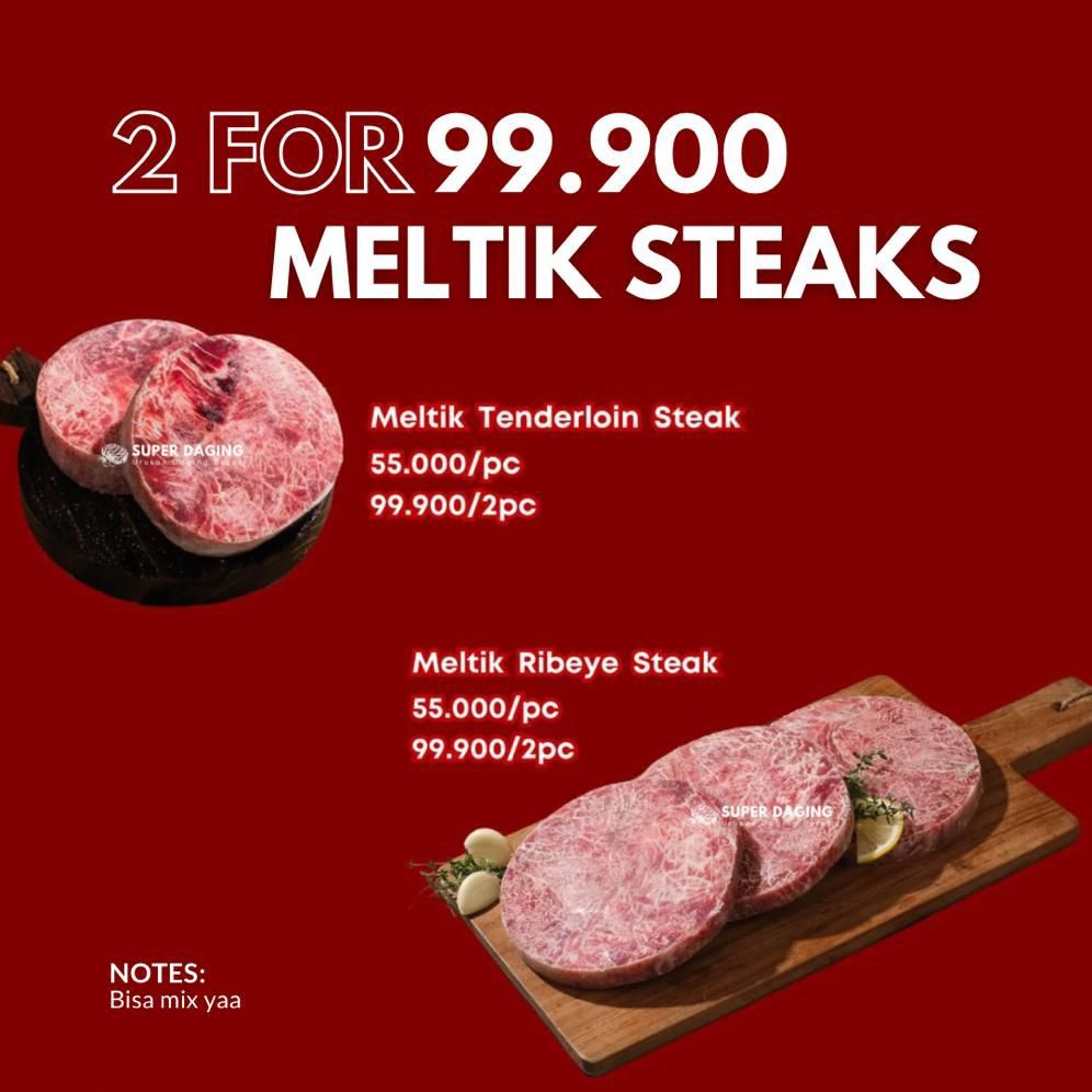 

[PAKET HEMAT] Daging Steak Ribeye & Tenderloin Meltik - Super Daging Bandar Lampung