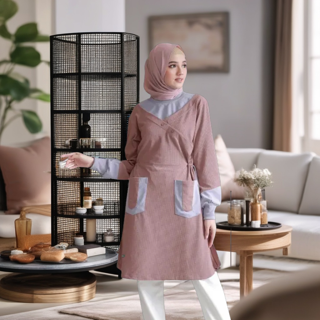 BAJU ATASAN CASUAL WANITA ALNITA  NOURA WOODROSE / BAJU SPORT TUNIK REMAJA BLUS KAOS OLAHRAGA MUSLIM