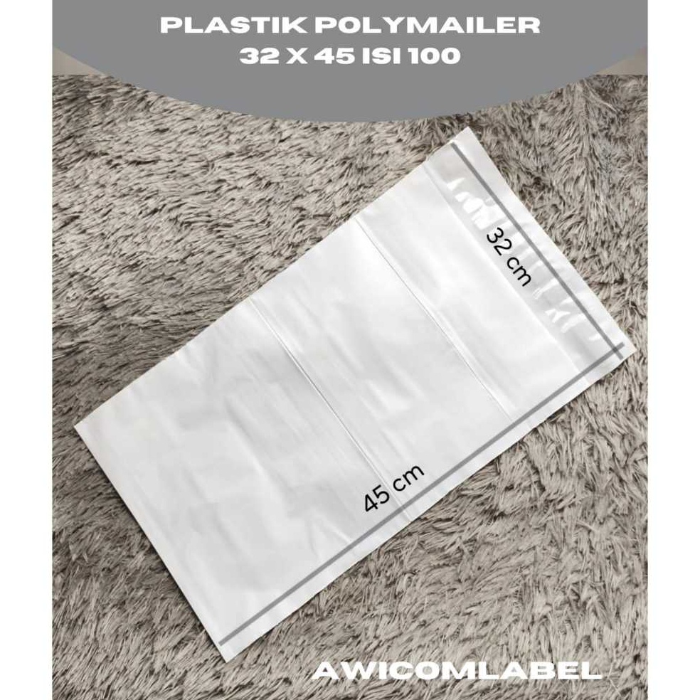

KODE WERCD 32x45 POLYMAILER PUTIH Plastik Packing ukuran 32 x 45 cm isi 1