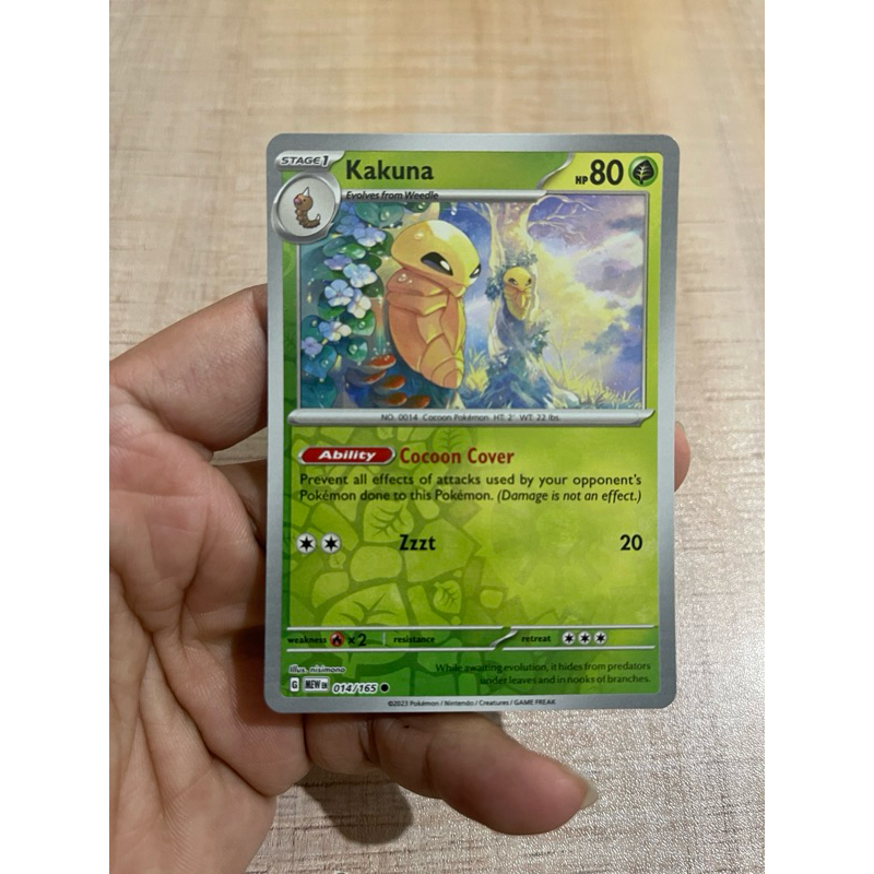 kartu pokemon reverse holo kakuna mew 014/165