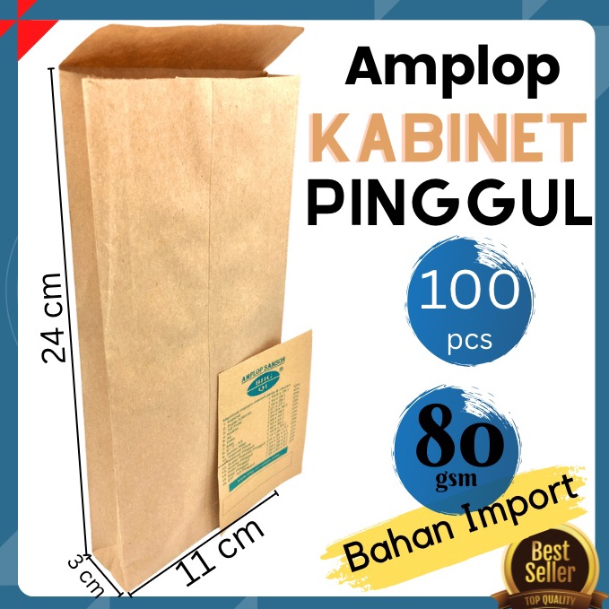 

KODE KAVEU Amplop Coklat Kabinet PINGGUL 11x24Cm isi 1lbr amplop uang