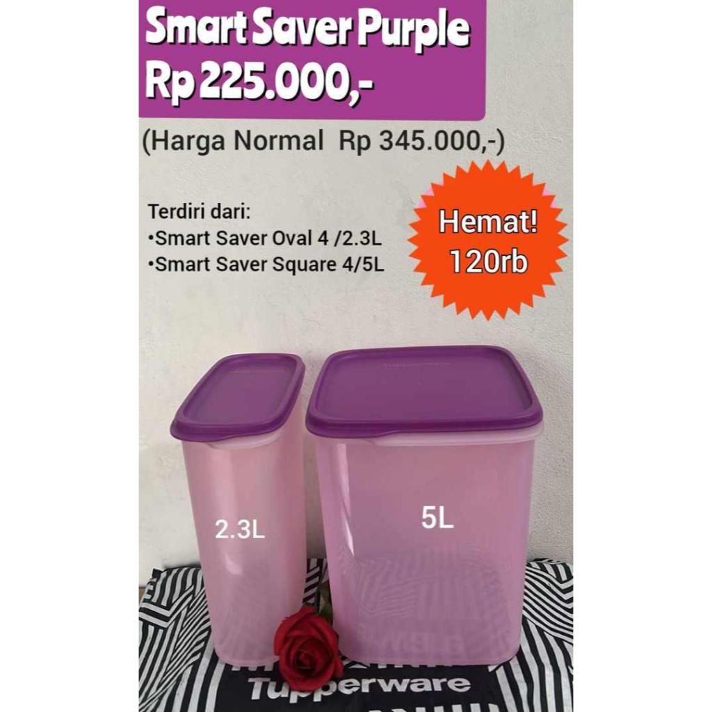 TUPPERWARE SMART SAVER OVAL 2,3L DAN SQUARE 5L - TOPLES DAN WADAH DENGAN TUTUP