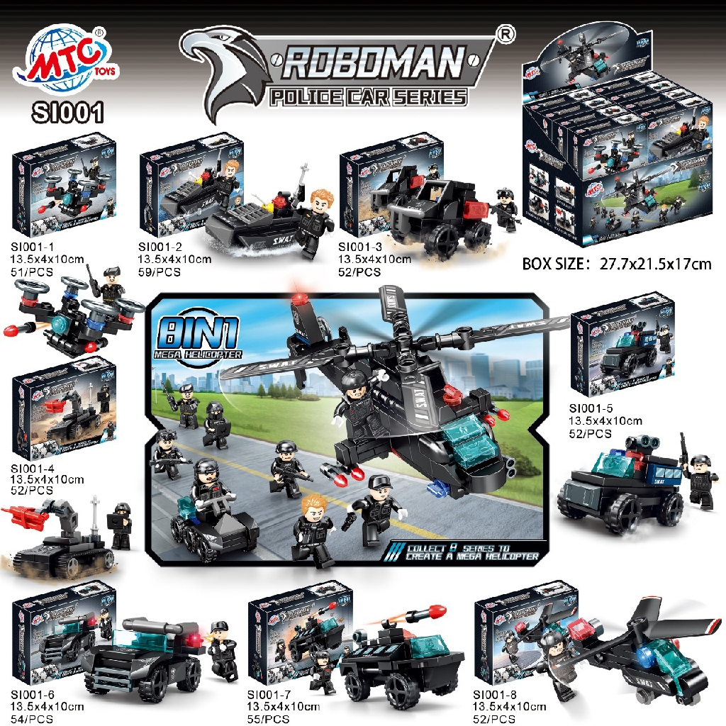 Mainan Block 8 in 1 Roboman Police Car Series