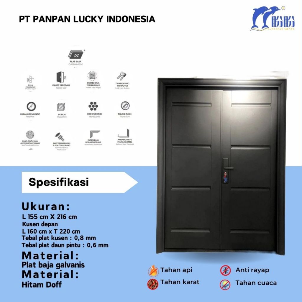 PINTU BAJA DOUBLE/PINTU UTAMA PANPAN/PINTU RUMAH