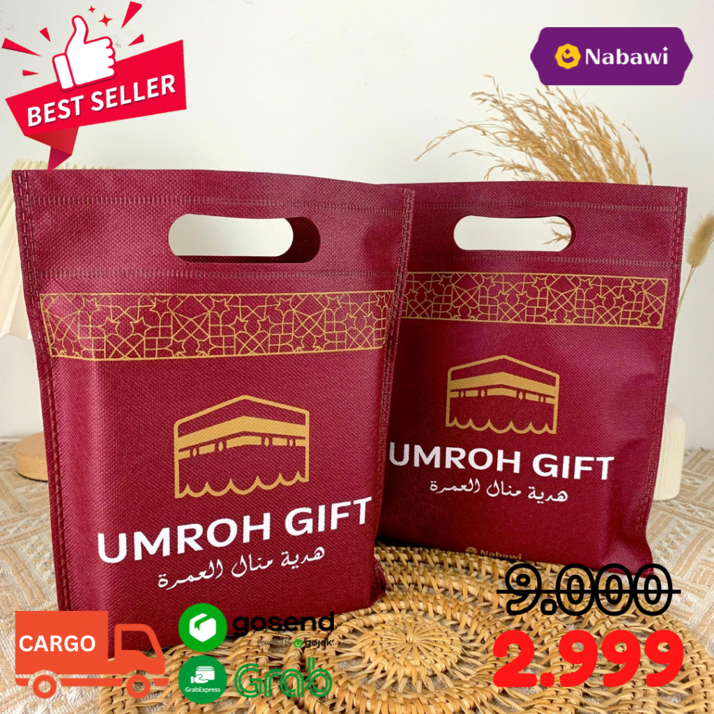 

Tas Souvenir Haji Umroh Gambar Ka'bah Kakbah Goodie Bag Spunbond Tas Oleh-Oleh Haji Umroh