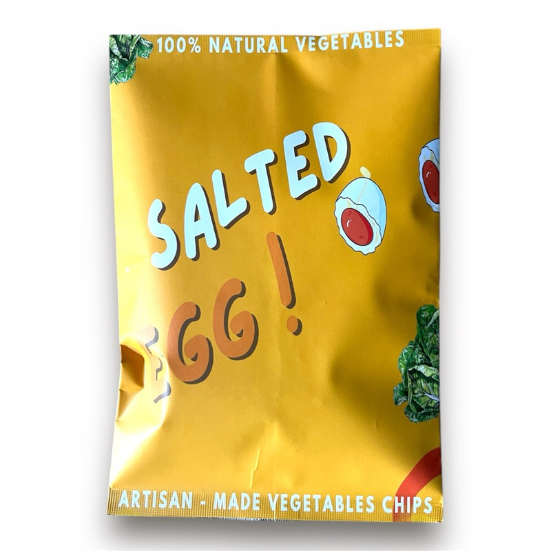 

keripik sawi dengan rasa telur asin berat 55 g - vegetable chips with salted egg flavor