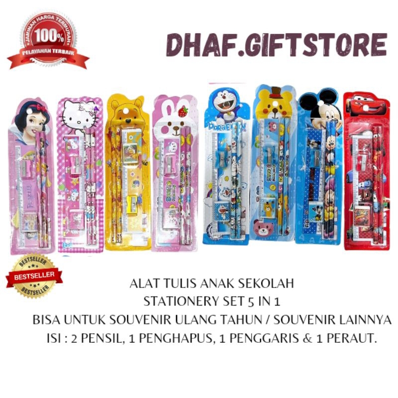 

ALAT TULIS ANAK / STATIONERY SET 5 IN 1 / SOUVENIR ULANG TAHUN / SOUVENIR LAINNYA /