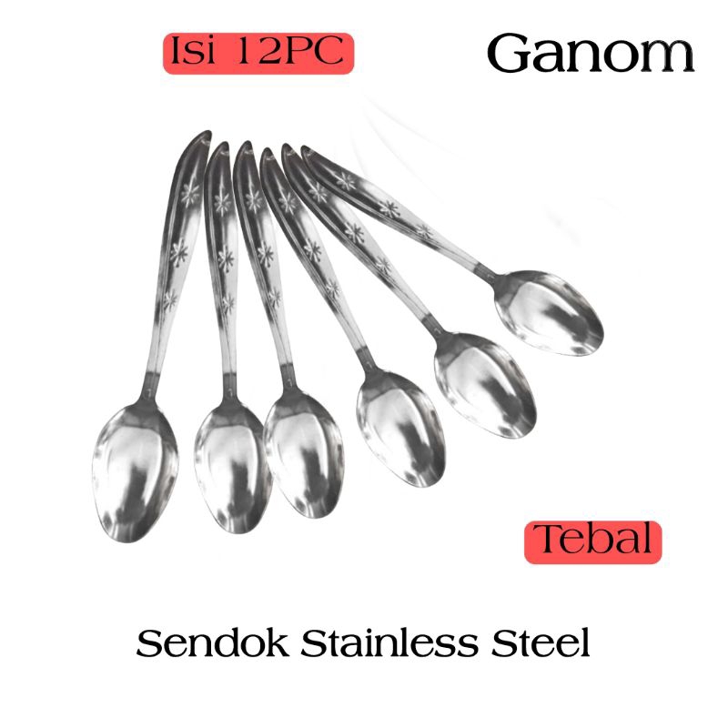Ganom Sendok Makan SELUSIN Stainless STeel Garpu Makan Motif Bintang