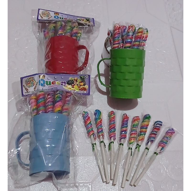 

Permen lollipol warna warni isi 20 tangkai free gelas cantik