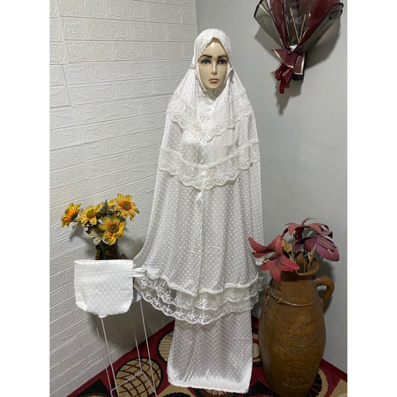 RB mukena armani uragiri susun twotone/renda putih senada AST