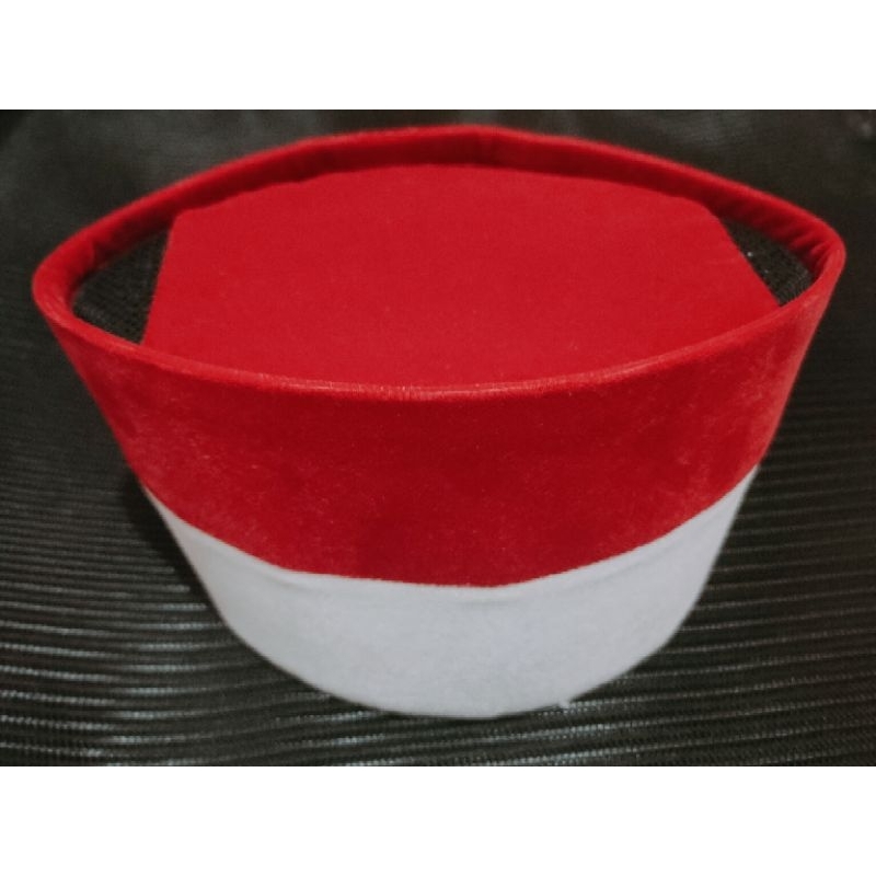 songkok ac merah putih tinggi 12cm