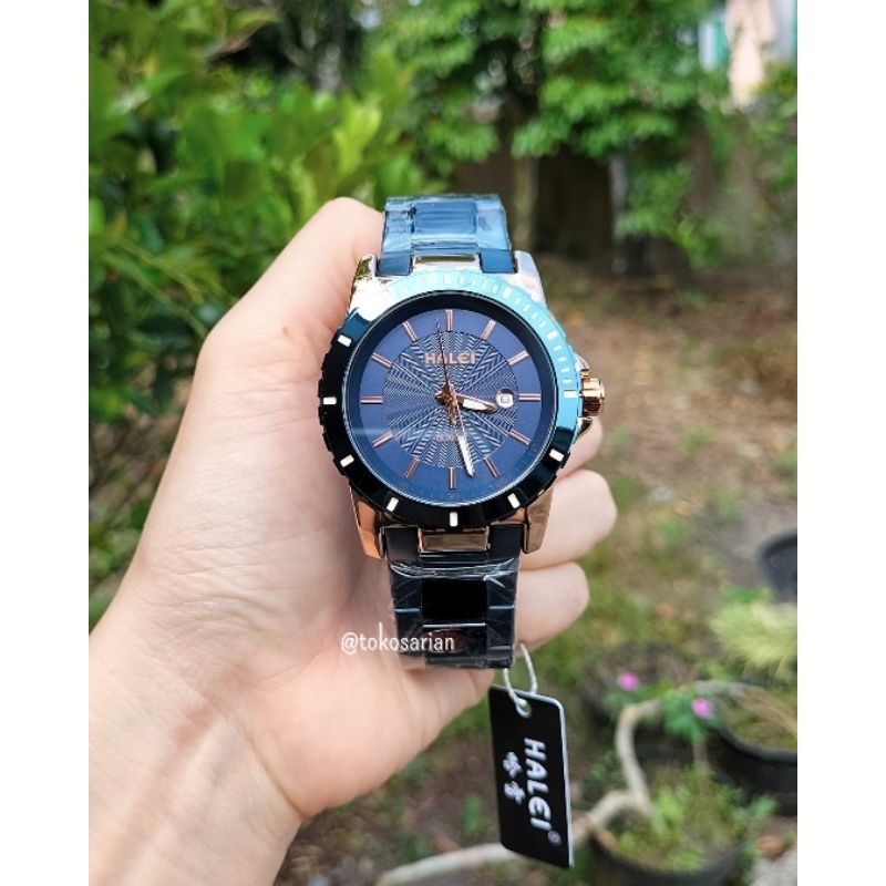 Jam Tangan Halei 8038M Original Bergaransi Jam Tangan Rantai Analog Pria