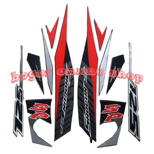 sticker stiker striping body motor shogun sp 125 2008 full hitam merah