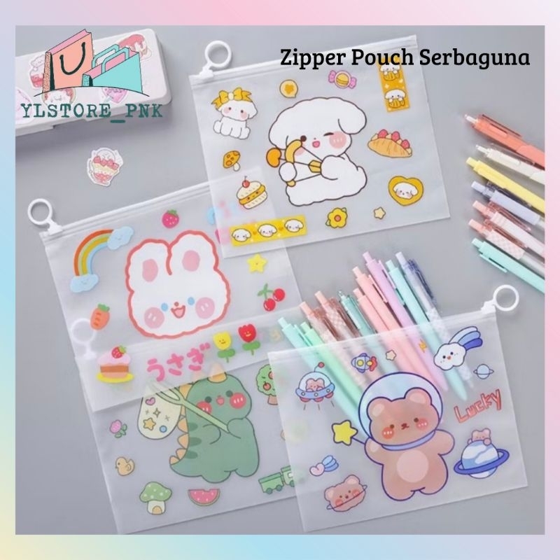 

YLS - Tempat Pensil Pulpen Dompet Karakter / Ziper Pouch Kosmetik Motif Serbaguna / Tas Zipper / Zipper Stationery Bag Multifungsi / Tempat Pensil Transparant / Pouch Dompet / ZipLock Plastik / Tas Kosmetik Transparant Motif Kartun Lucu / Pouch Zip Lok