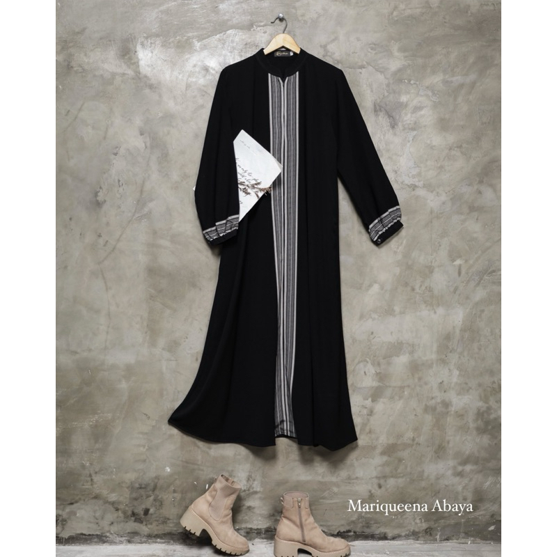 TERMURAH Abaya Jetblack Mariqueena Gamis basic Abaya tenun Griya Musafa ELKAFF 2025