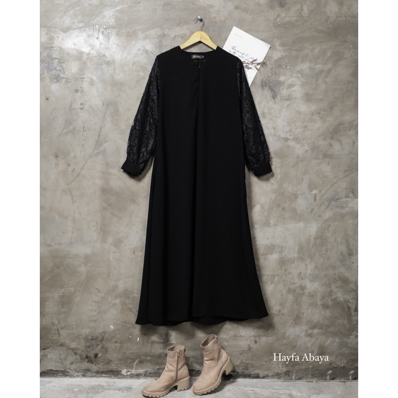 Abaya Jetblack Hayfa | Gamis basic | Abaya Brukat | Griya Musafa