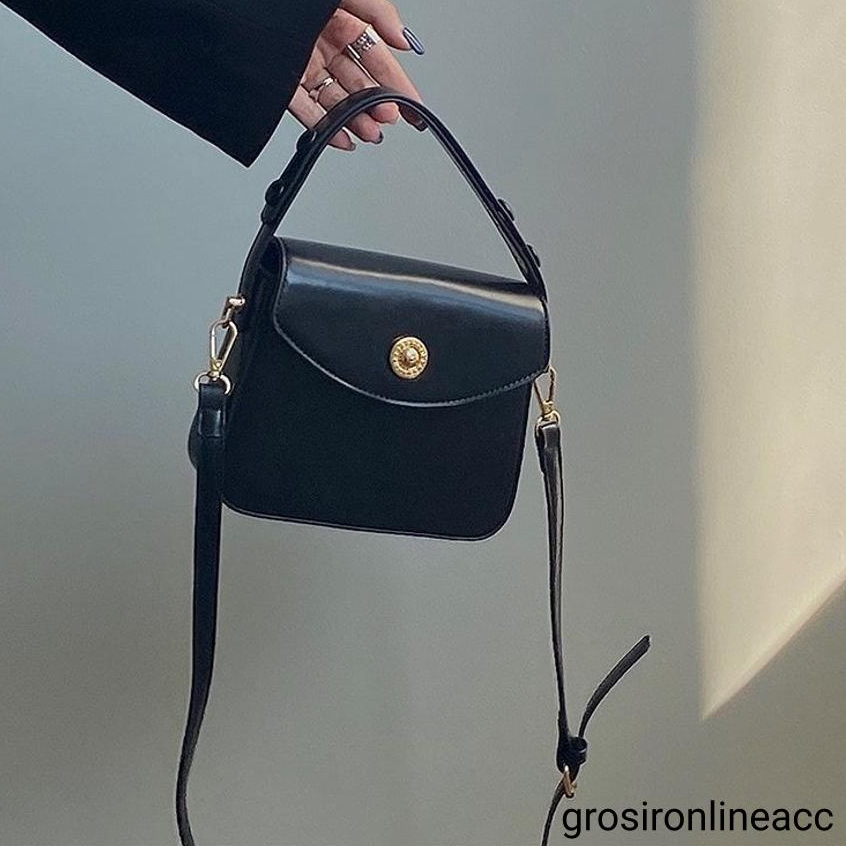 COD Premium Tas Kulit Wanita Selempang FT61 Kulit elegan putih hitam