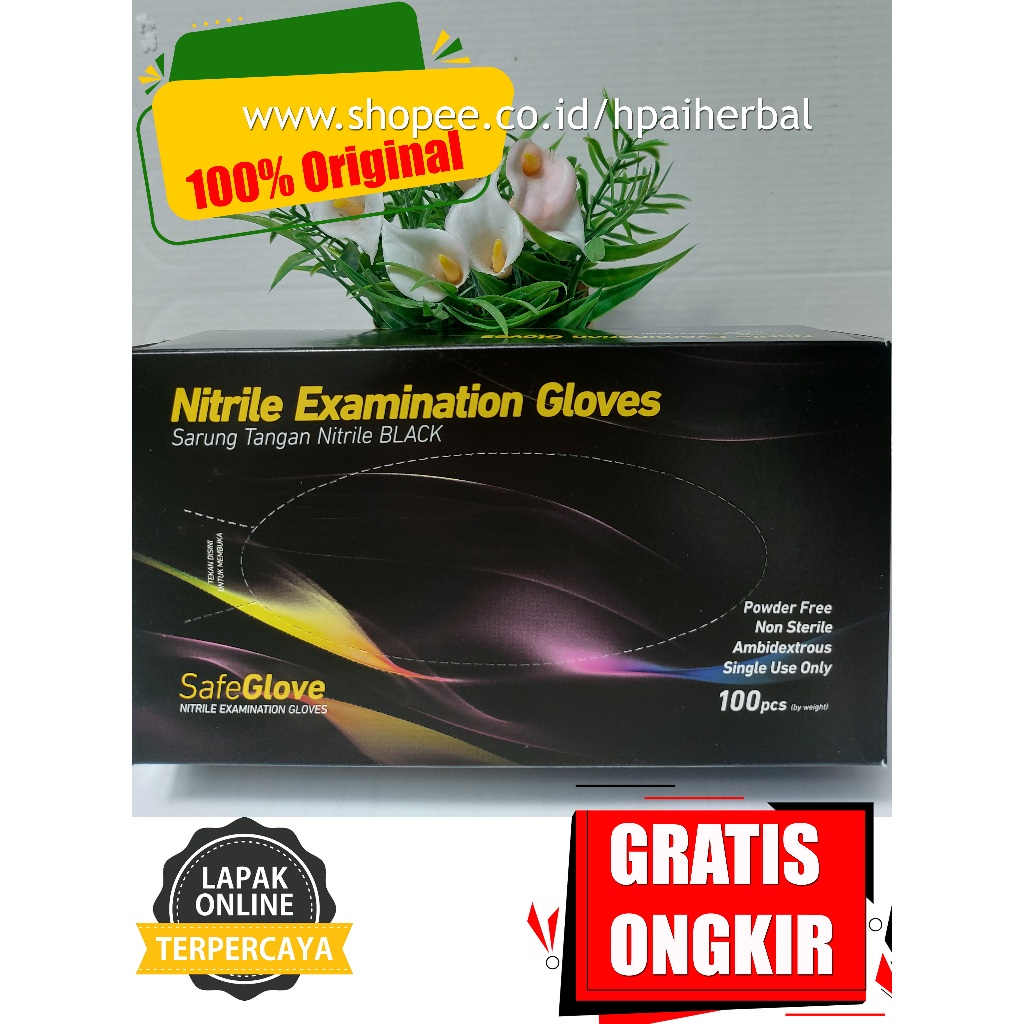 Nitrile Gloves Hitam / Sarung Tangan Nitrile Hitam Onemed Isi 100 Pcs