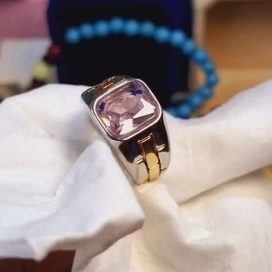 Cincin Permata Pink Topaz Titanium Elegant