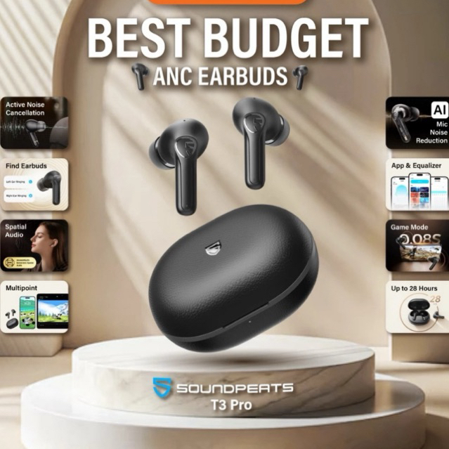 SOUNDPEATS T3 Pro Bluetooth Earphone With ANC