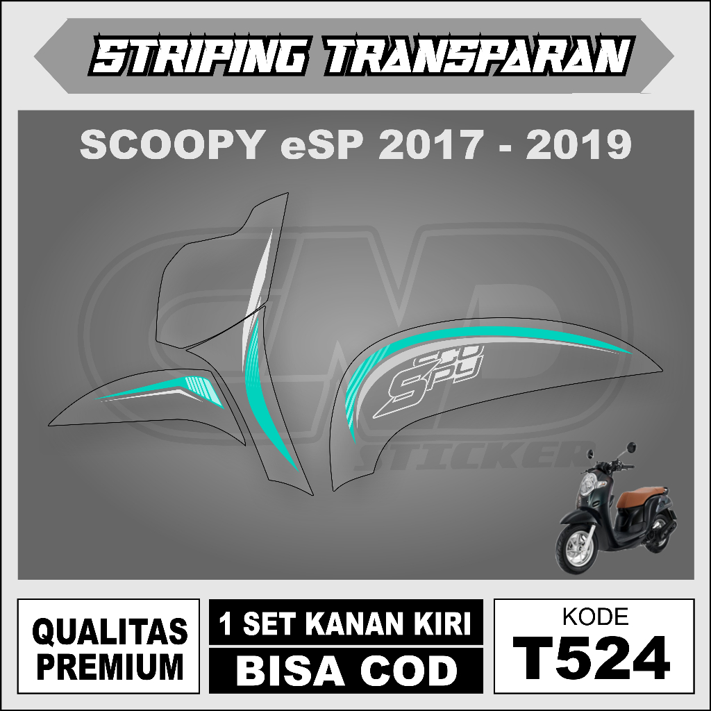 Striping Transparan Scoopy Fi 2013 - 2016 Setiker sticker stiker variasi motor Scoopy Stylish