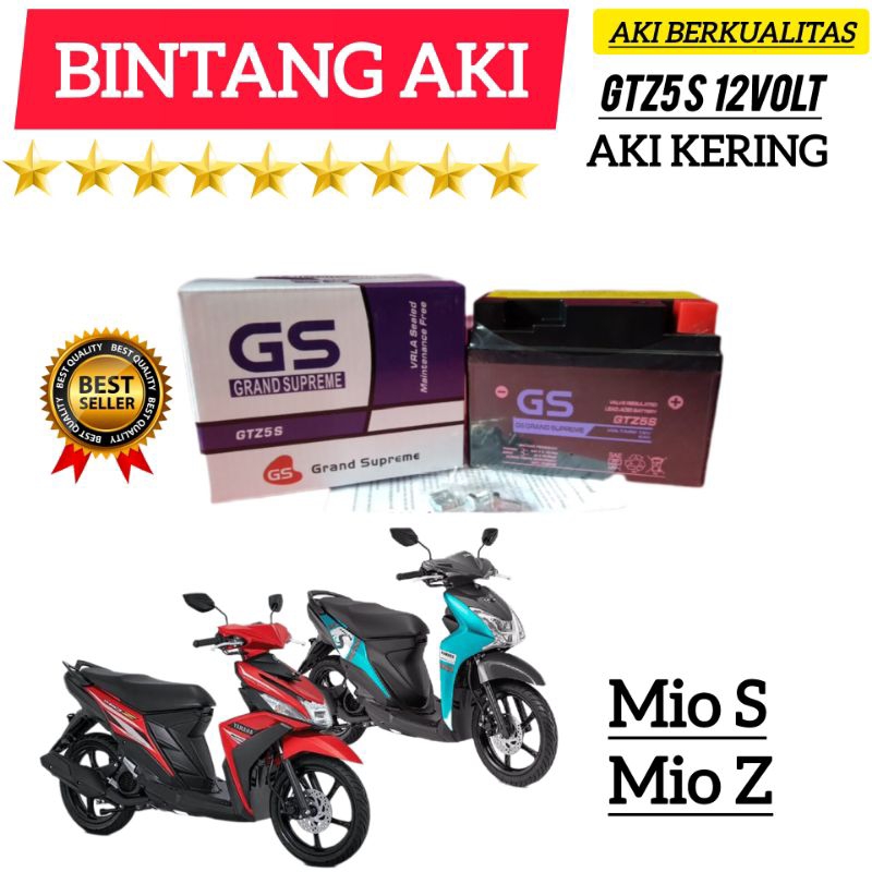 Aki Motor Mio S Aki Motor Mio Z Aki Motor GS Grand Supreme Aki Kering Accu Kering GTZ6S 12 Volt 4Ah