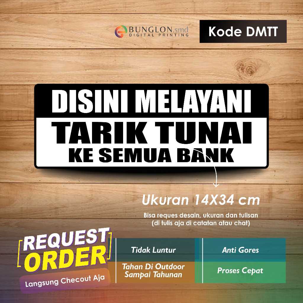 

STIKER MELAYANI TARIK TUNAI + LAMINASI DMTT KODE HITAM