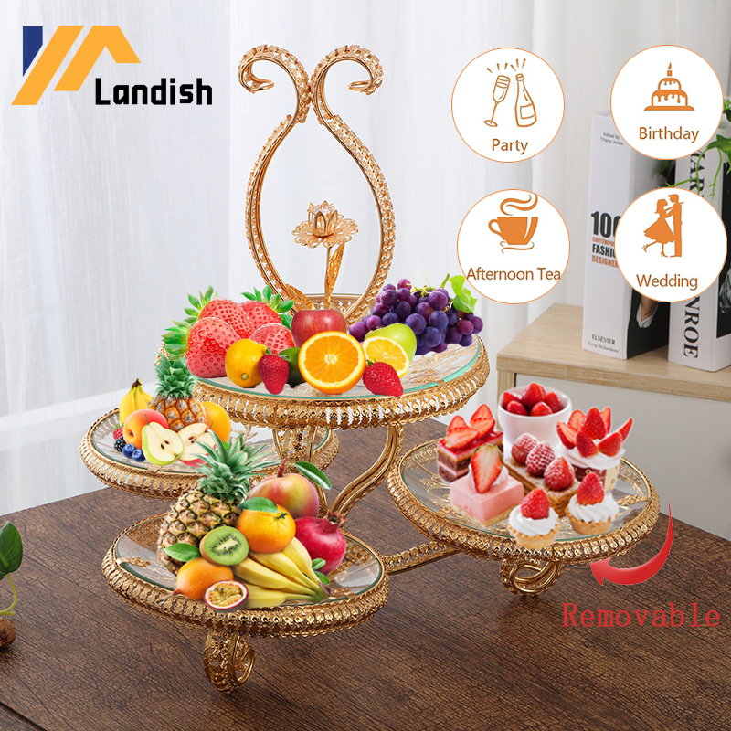 Nampan Aesthetic Nampan Mewah Nampan Kaca Mewah Display Kue Aesthetic Rak Kue Susun 4 Tingkat Lapisa